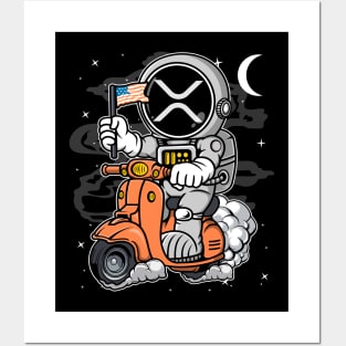 Astronaut Scooter Ripple XRP Coin To The Moon Crypto Token Cryptocurrency Blockchain Wallet Birthday Gift For Men Women Kids Posters and Art